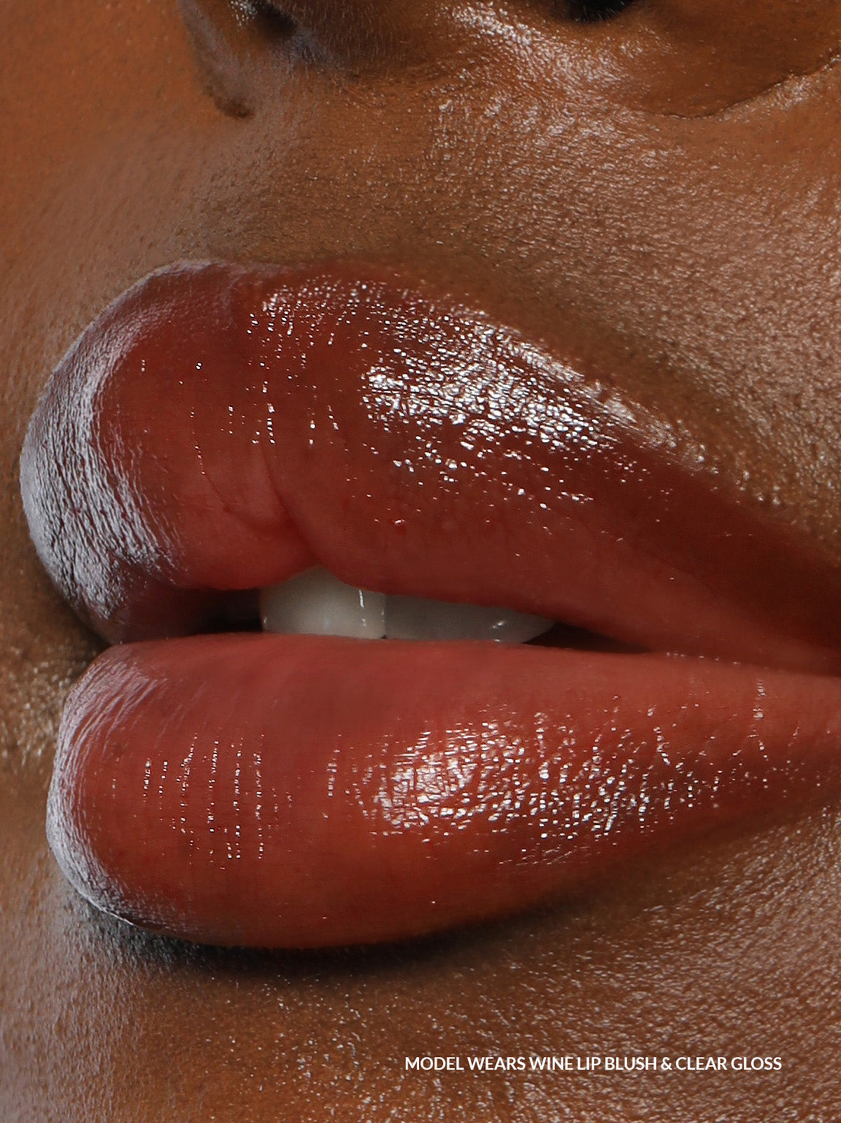 REFY LIP BLUSH IN SHADE WINE + CLEAR LIP GLOSS CLOSE UP LIP