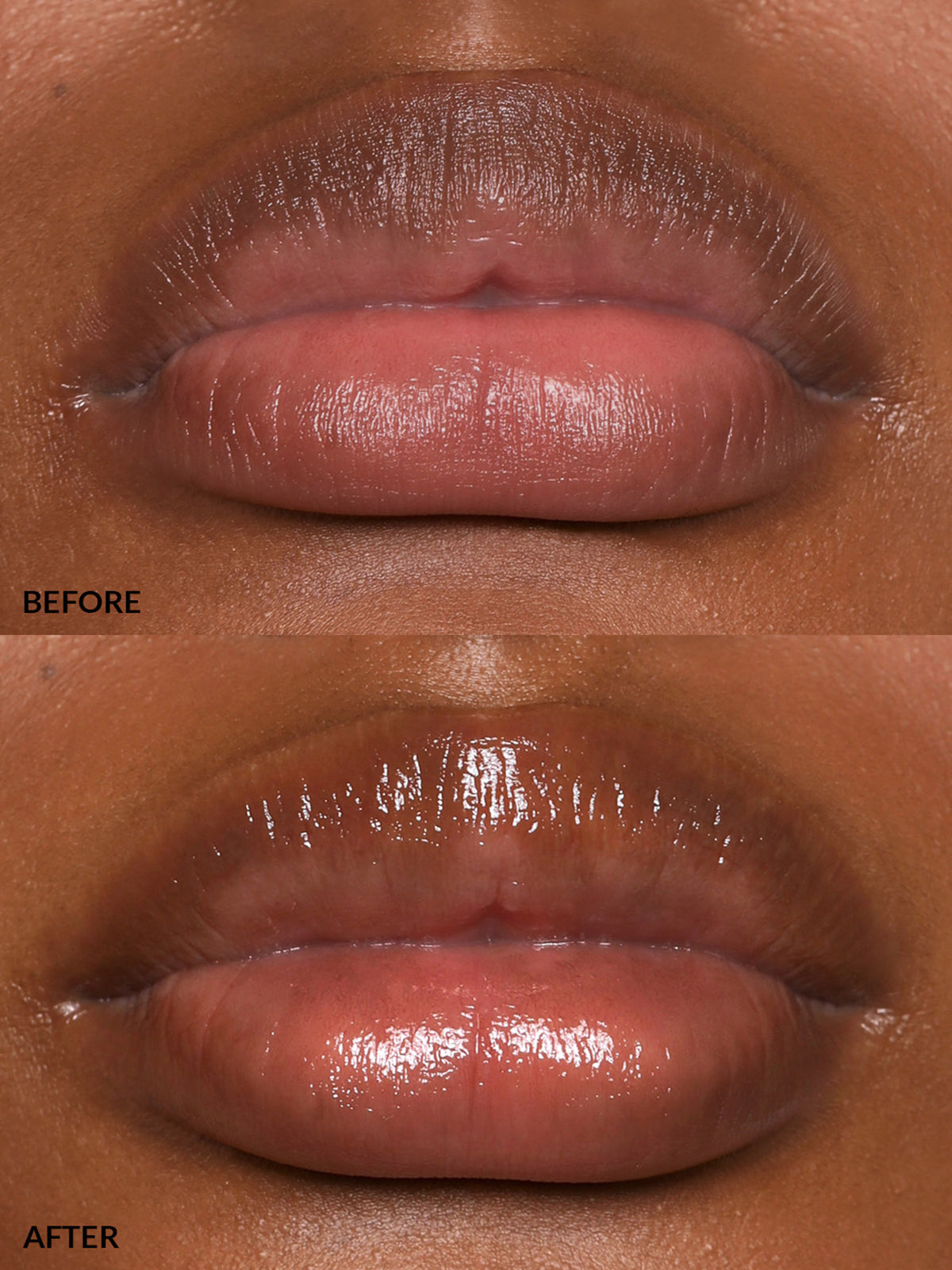LIPS BEFORE AND AFTER REFY LIP GLOSS IN SEPIA 